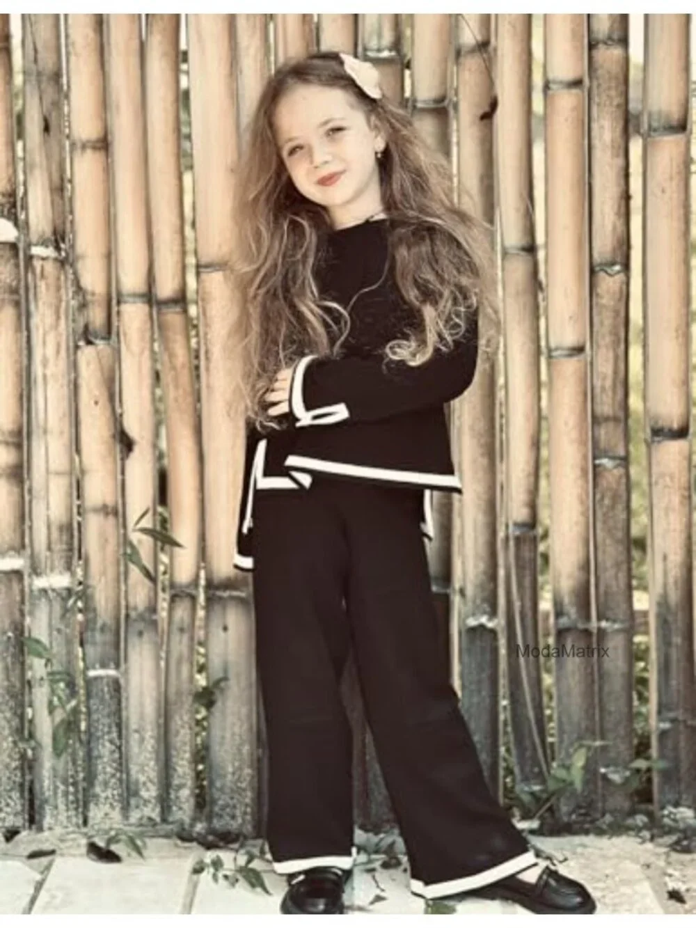 Girls 2 Piece Knit Sweater Set Long Sleeve Top Wide Leg Pants Fall Tracksuit